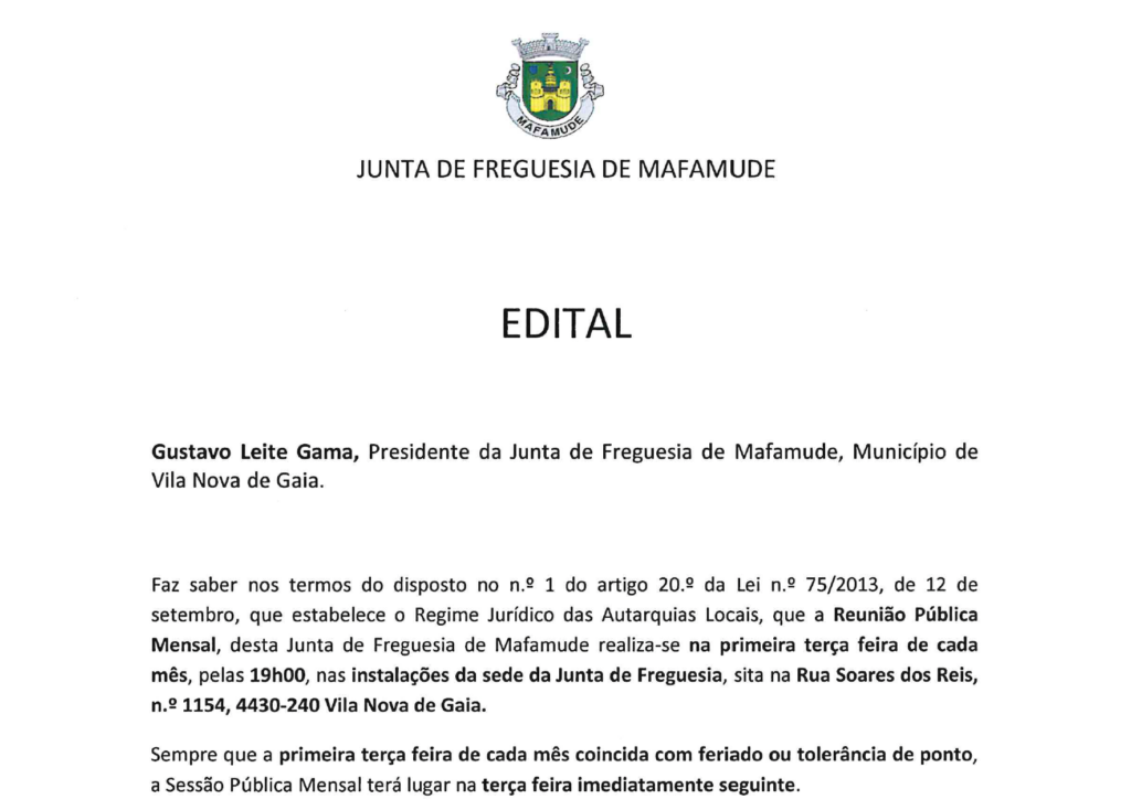 Editais – Reunião Pública Mensal