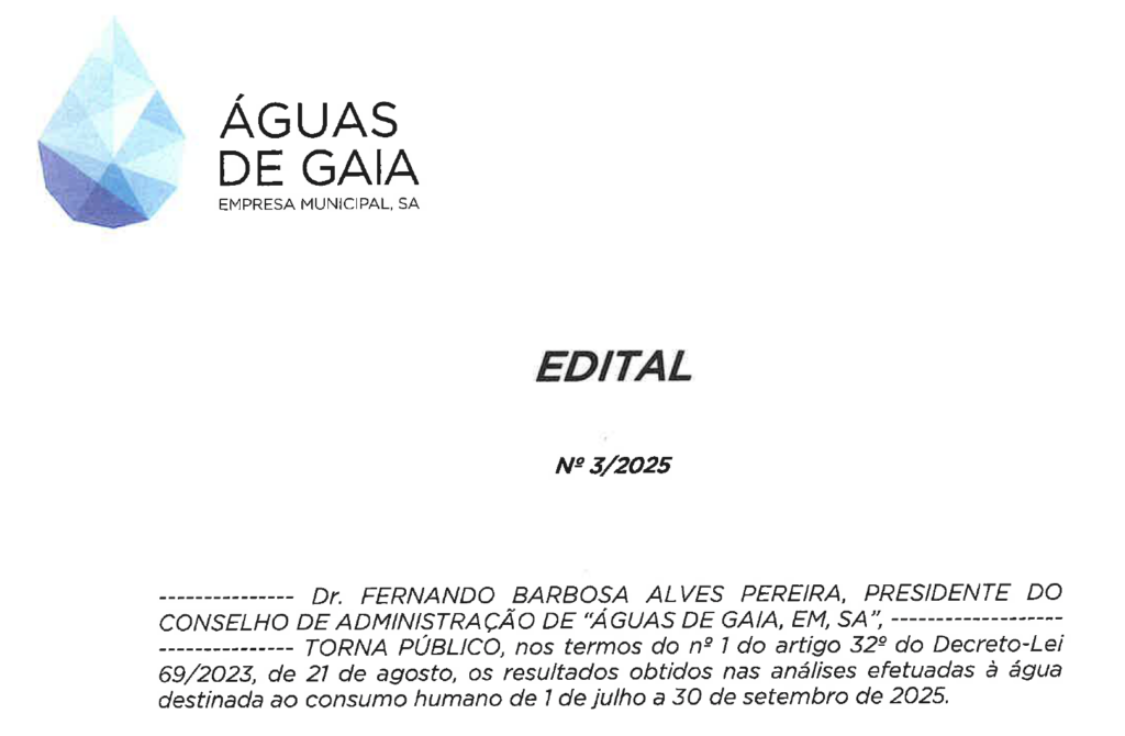 Edital – Qualidade da Água