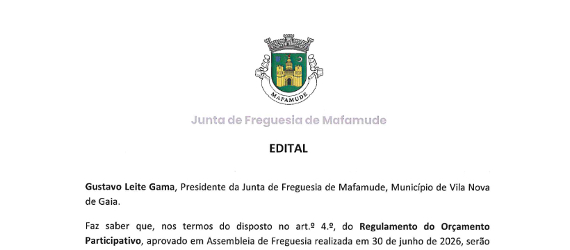 Edital – Cronograma de implementação do Orçamento Participativo