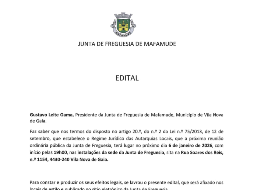 Edital – Informação Sessão Pública